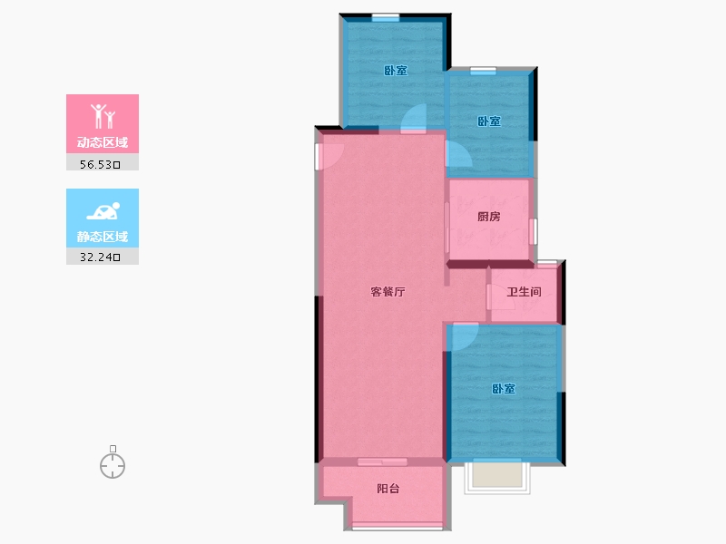 陕西省-安康市-中梁宸院-80.00-户型库-动静分区