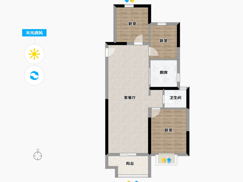 陕西省-安康市-中梁宸院-80.00-户型库-采光通风