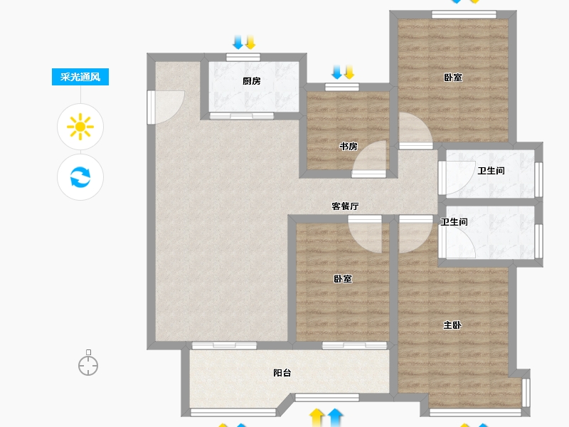 山东省-滨州市-荣盛墨香山南-114.40-户型库-采光通风