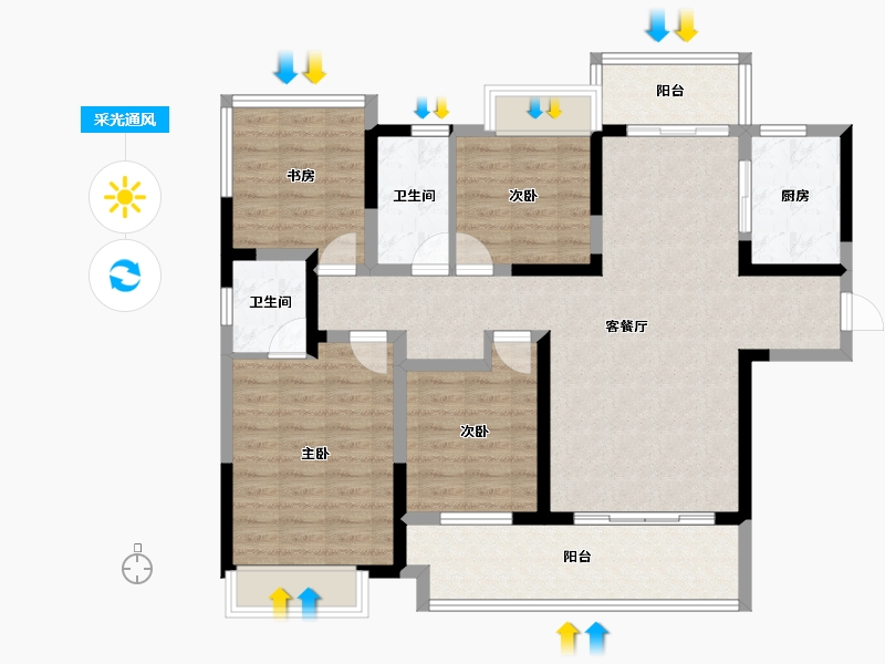 湖南省-衡阳市-万象·开云府-106.25-户型库-采光通风