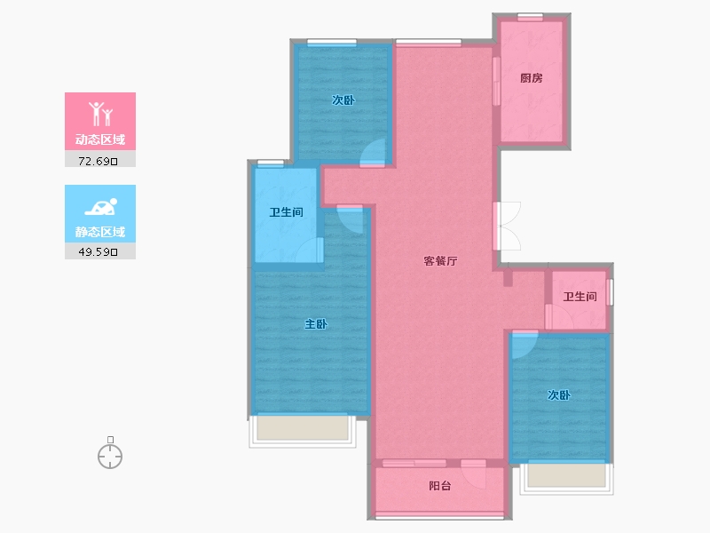 河北省-石家庄市-尚峰悦庭-109.45-户型库-动静分区