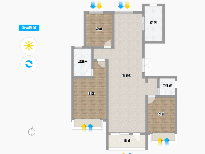 河北省-石家庄市-尚峰悦庭-109.45-户型库-采光通风