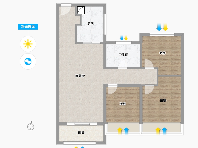 山东省-淄博市-云星齐都御园-84.00-户型库-采光通风