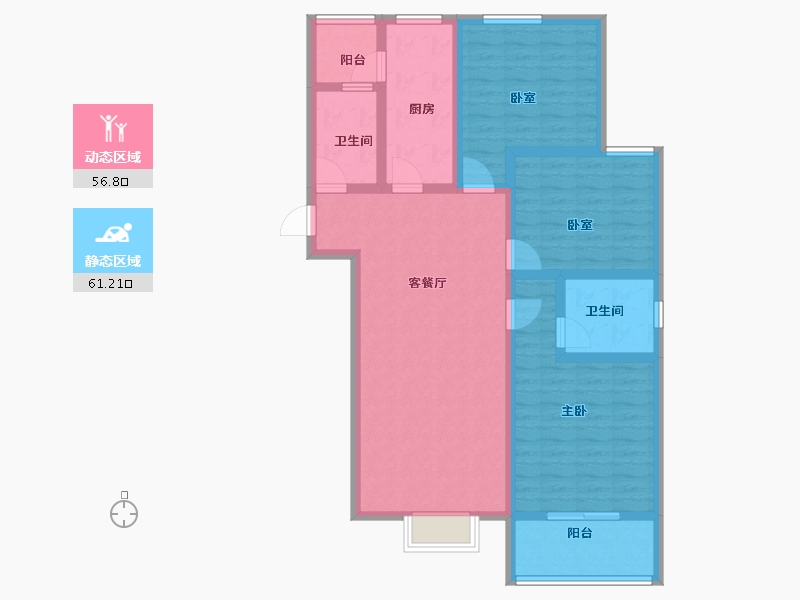 陕西省-宝鸡市-锦华世纪苑-104.80-户型库-动静分区