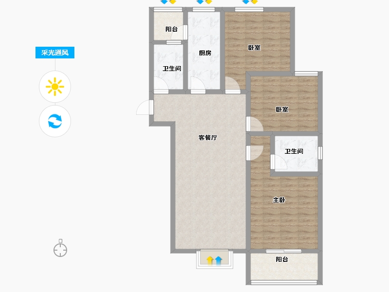 陕西省-宝鸡市-锦华世纪苑-104.80-户型库-采光通风