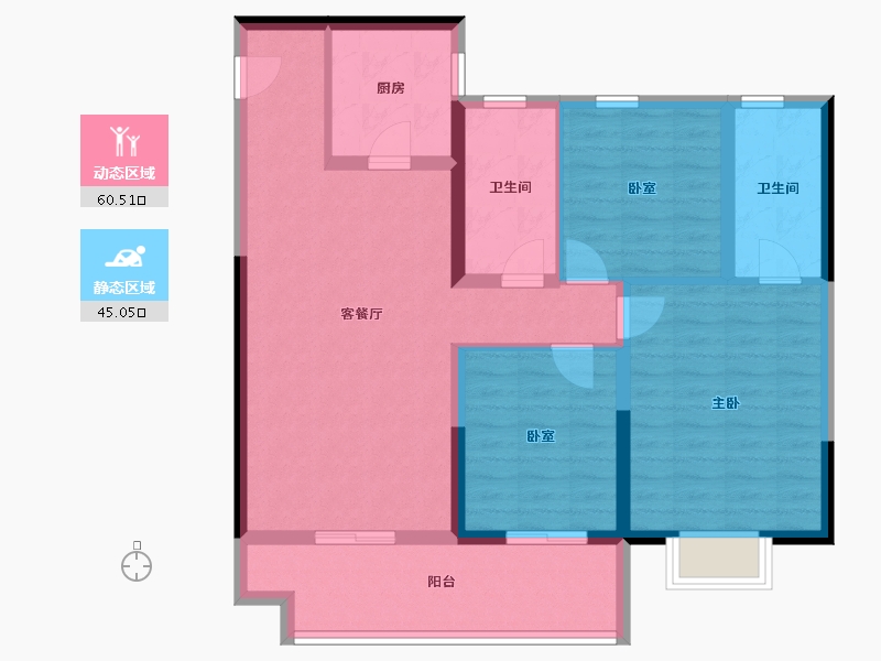 陕西省-安康市-中梁宸院-94.40-户型库-动静分区