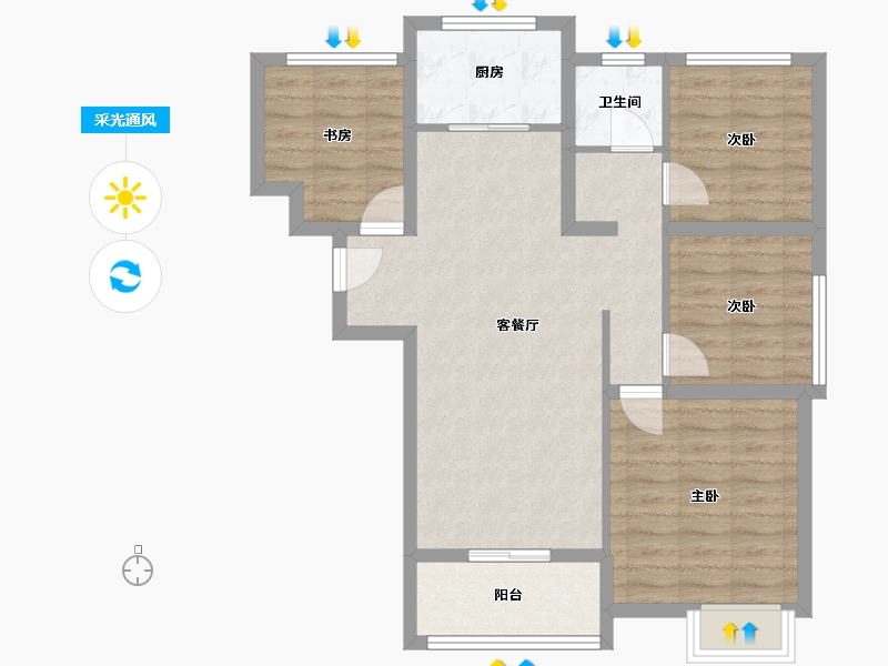 安徽省-阜阳市-宝瑞凯旋城-79.57-户型库-采光通风