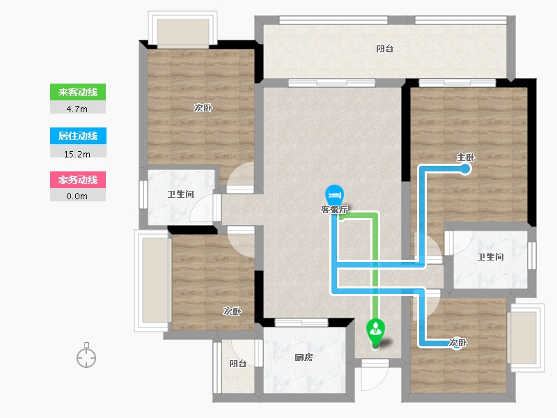 四川省-绵阳市-魏城森邦龙溪湾-94.95-户型库-动静线