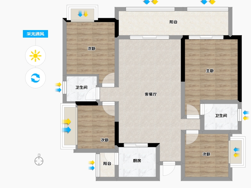 四川省-绵阳市-魏城森邦龙溪湾-94.95-户型库-采光通风