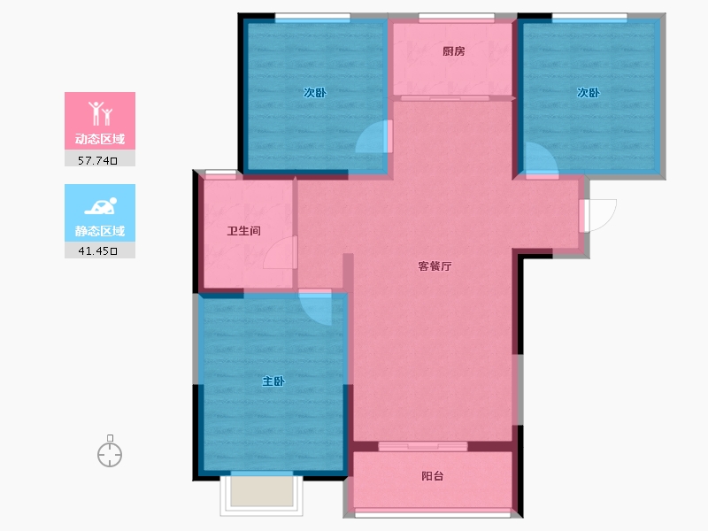 安徽省-阜阳市-恒固书香苑-88.86-户型库-动静分区