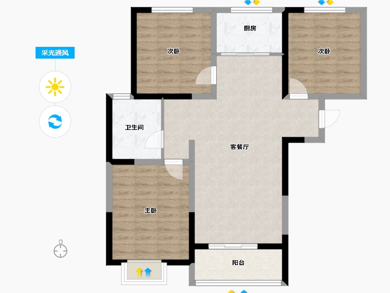 安徽省-阜阳市-恒固书香苑-88.86-户型库-采光通风