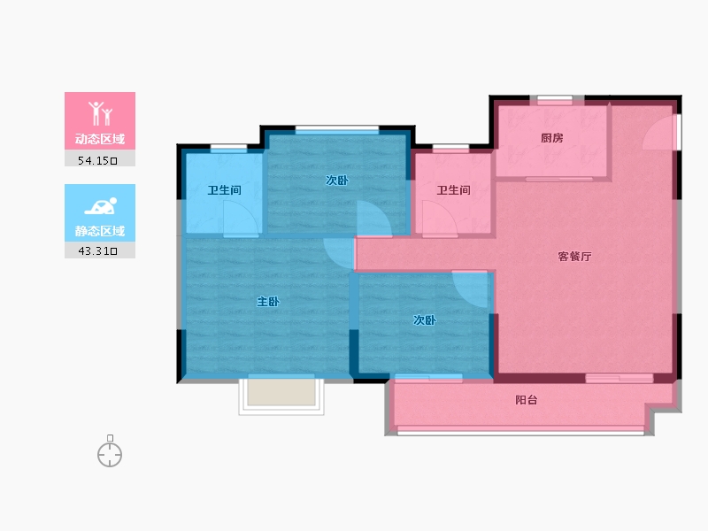 安徽省-阜阳市-华鸿鸿樾府-88.00-户型库-动静分区