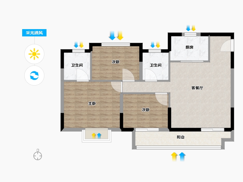 安徽省-阜阳市-华鸿鸿樾府-88.00-户型库-采光通风