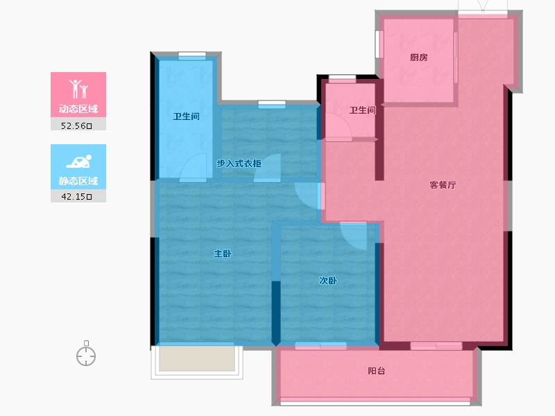 湖南省-常德市-嘉宇柳湖印-84.50-户型库-动静分区