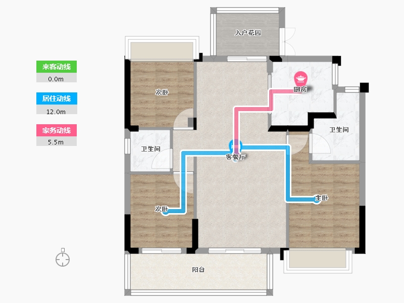 湖北省-天门市-碧水园锦城-89.47-户型库-动静线