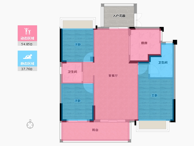 湖北省-天门市-碧水园锦城-89.47-户型库-动静分区