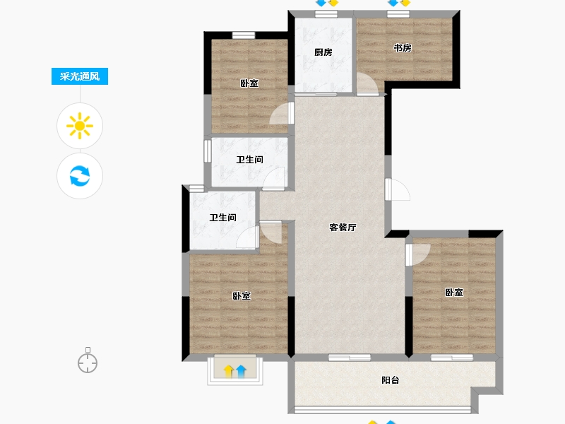 陕西省-安康市-中梁宸院-103.21-户型库-采光通风