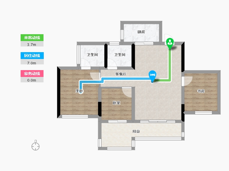 四川省-绵阳市-金科骏邦美院-75.22-户型库-动静线