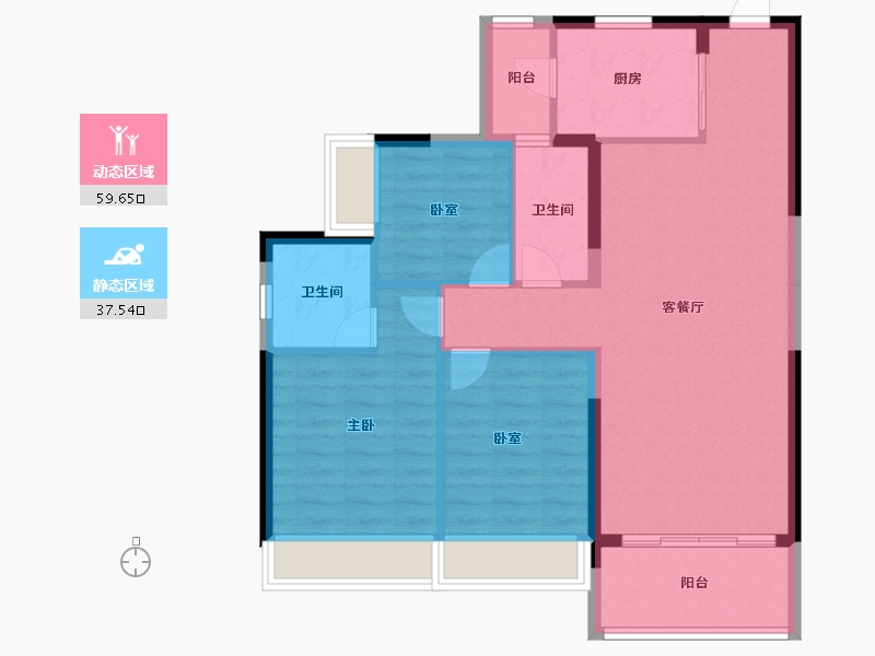 广东省-云浮市-翔顺筠州小镇-87.66-户型库-动静分区