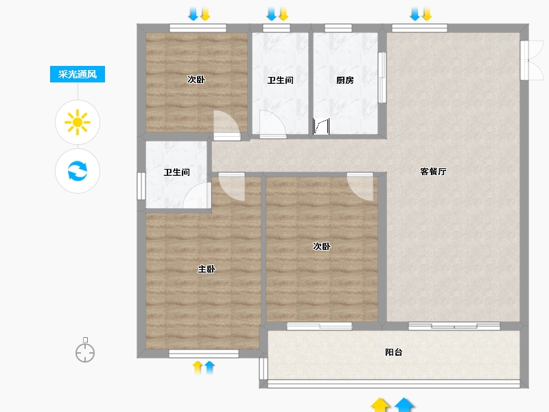 陕西省-宝鸡市-海澜湾-139.60-户型库-采光通风