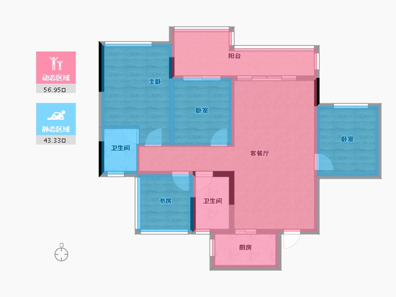 四川省-绵阳市-金科骏邦美院-88.91-户型库-动静分区