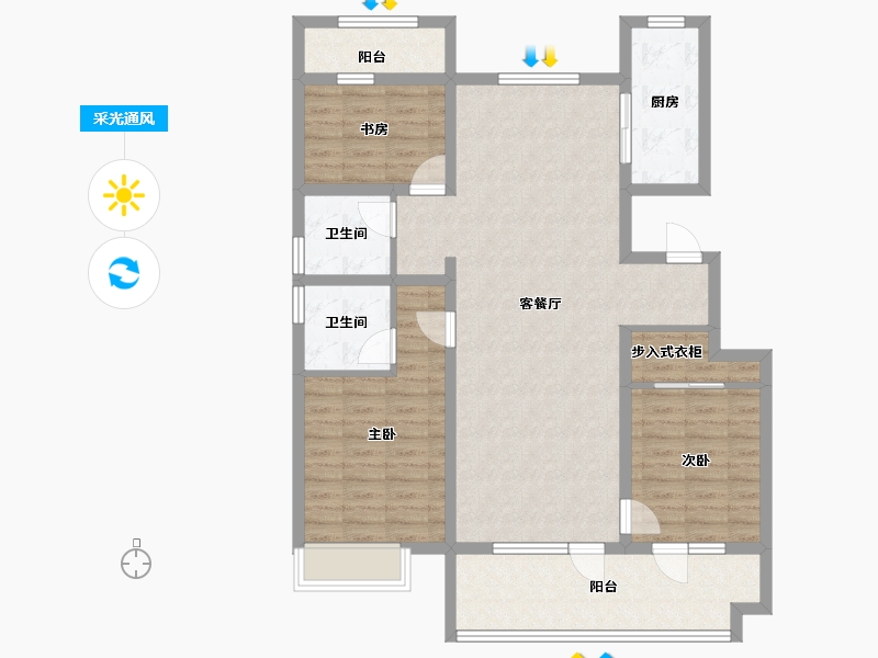 山东省-济宁市-公用瑞马悦府東郡-105.54-户型库-采光通风