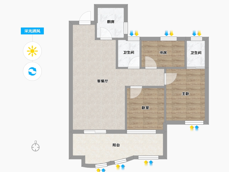 四川省-乐山市-天下学府-65.69-户型库-采光通风