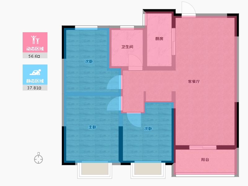 安徽省-阜阳市-恒固书香苑-84.00-户型库-动静分区