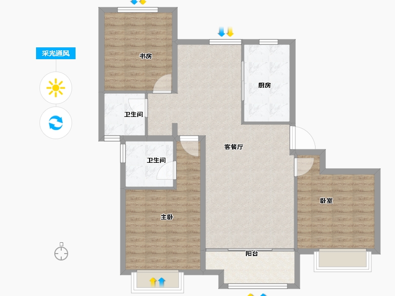 河北省-沧州市-御湖上院-101.60-户型库-采光通风