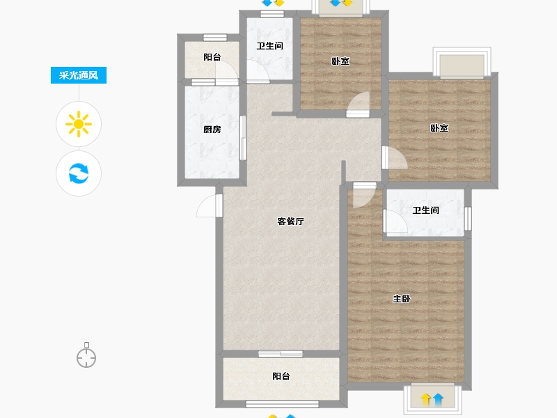 广西壮族自治区-桂林市-昭州鑫城C4区-99.30-户型库-采光通风