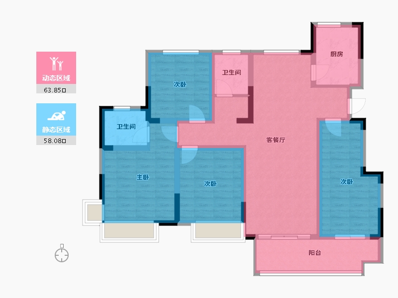 安徽省-滁州市-绿洲花源里-108.00-户型库-动静分区