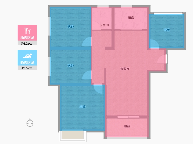 安徽省-阜阳市-宝瑞凯旋城-92.86-户型库-动静分区