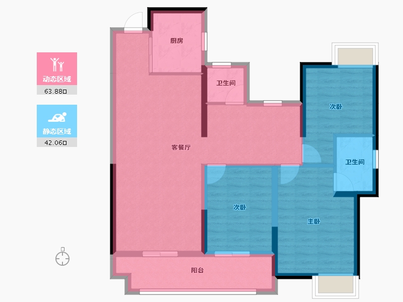 湖南省-常德市-嘉宇柳湖印-94.91-户型库-动静分区