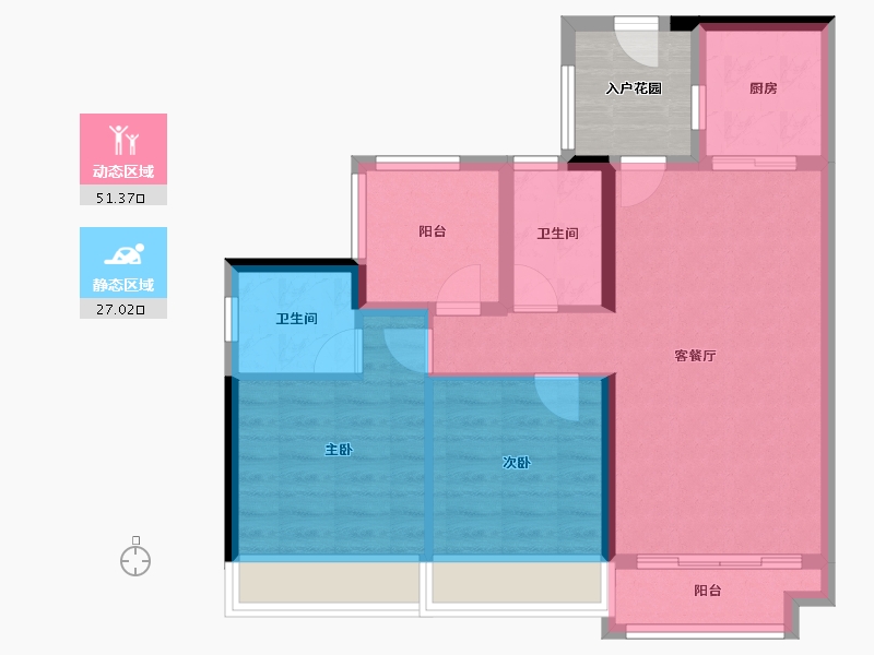 广东省-清远市-碧桂园江与峸-74.41-户型库-动静分区