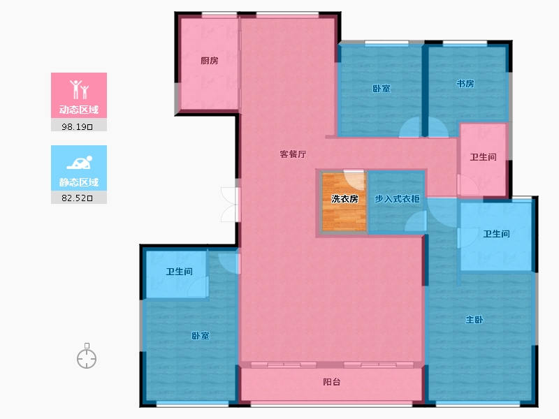 内蒙古自治区-呼和浩特市-创联绿城玖悦府-168.35-户型库-动静分区