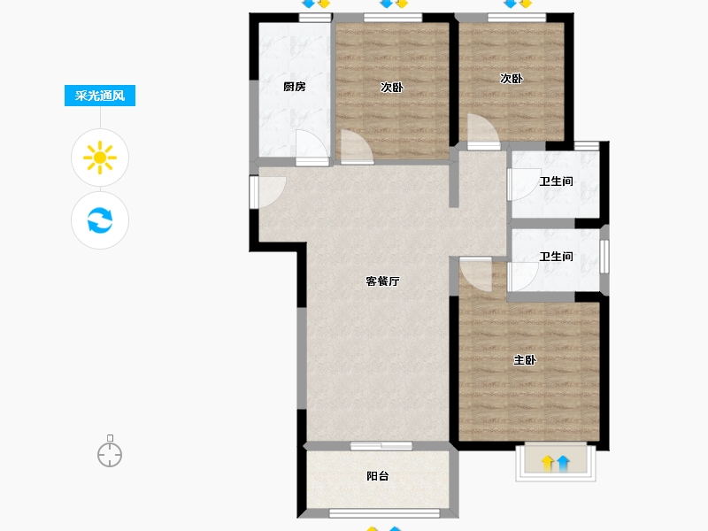 河南省-郑州市-正商雅庭华府-94.00-户型库-采光通风