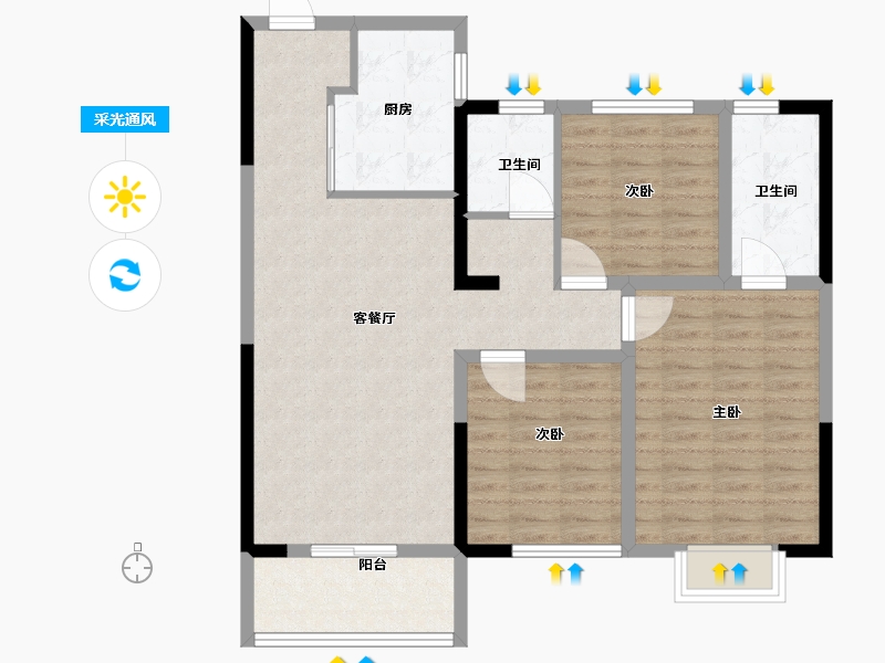 河南省-郑州市-正商雅庭华府-93.00-户型库-采光通风