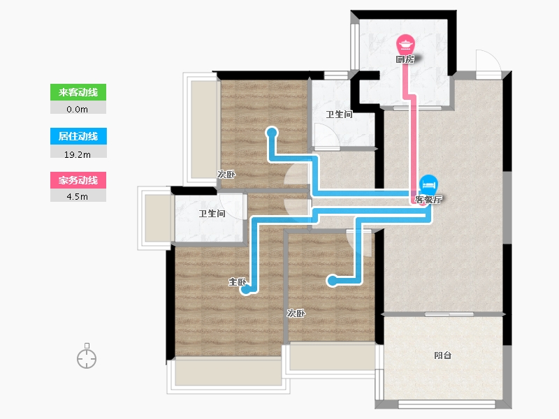 海南省-海口市-鸿荣源·壹成中心花园-74.40-户型库-动静线