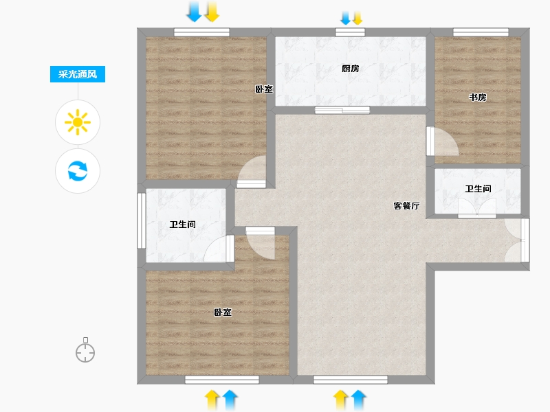 青海省-西宁市-九洲河畔世家-101.00-户型库-采光通风