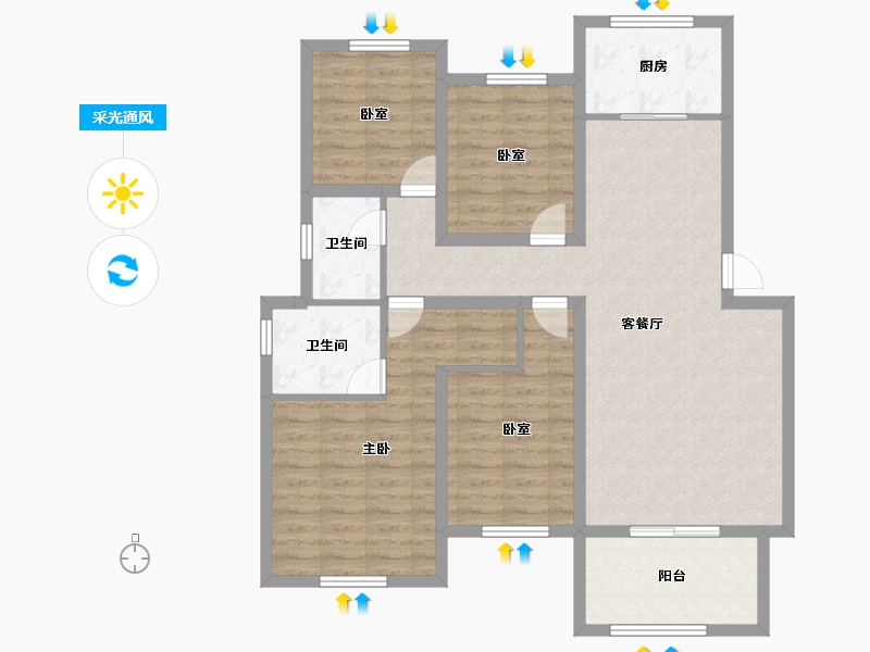 安徽省-宿州市-翔豪·新都-101.60-户型库-采光通风