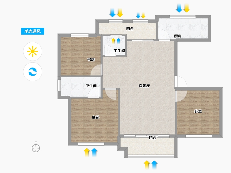 河南省-开封市-绿城·桃李春风-103.20-户型库-采光通风