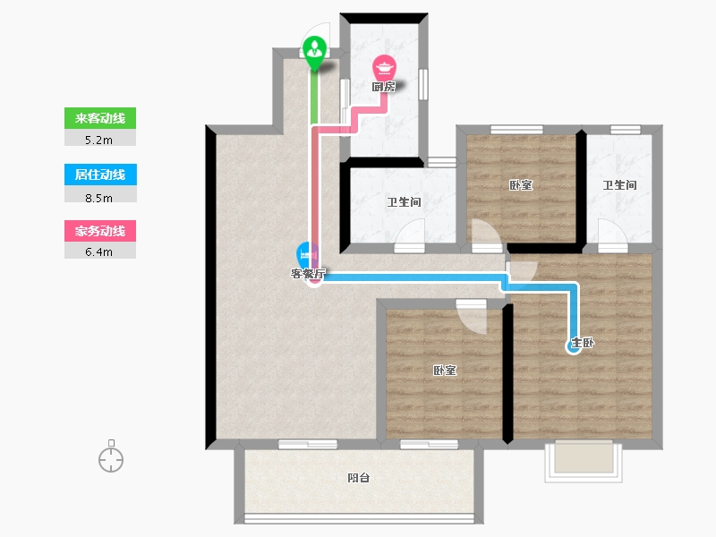 山东省-泰安市-泰安新泰吾悦广场·吾悦华府-97.61-户型库-动静线