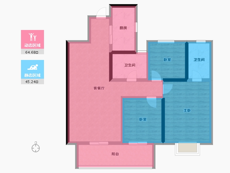 山东省-泰安市-泰安新泰吾悦广场·吾悦华府-97.61-户型库-动静分区