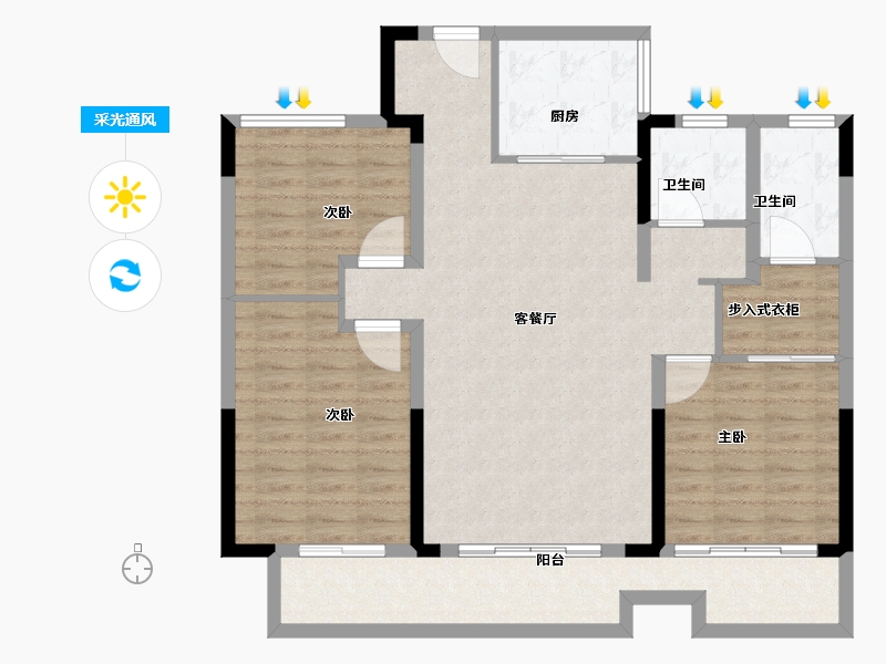 山东省-临沂市-开元上府-105.00-户型库-采光通风