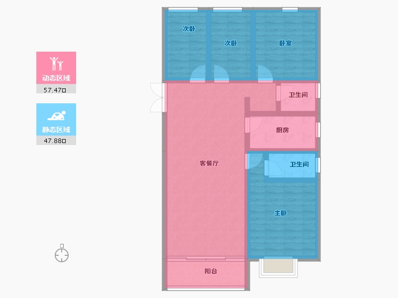 河北省-邢台市-盛世熙府大院-93.57-户型库-动静分区