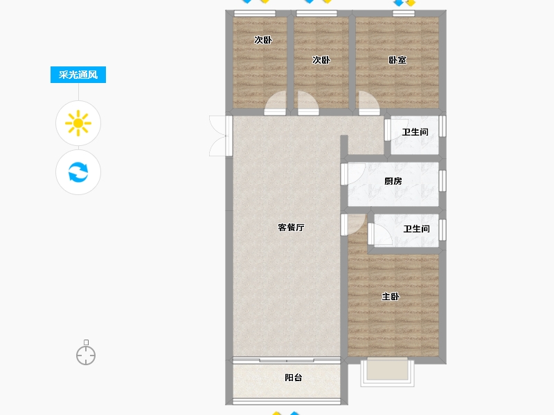 河北省-邢台市-盛世熙府大院-93.57-户型库-采光通风