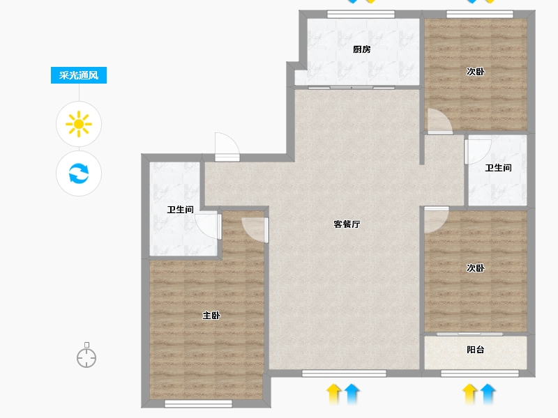 宁夏回族自治区-银川市-福泽上豪苑-128.00-户型库-采光通风