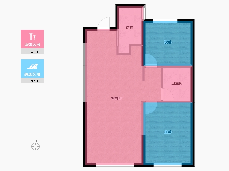 吉林省-松原市-镜湖天玺-59.57-户型库-动静分区