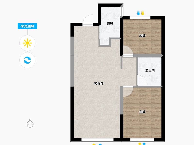 吉林省-松原市-镜湖天玺-59.57-户型库-采光通风