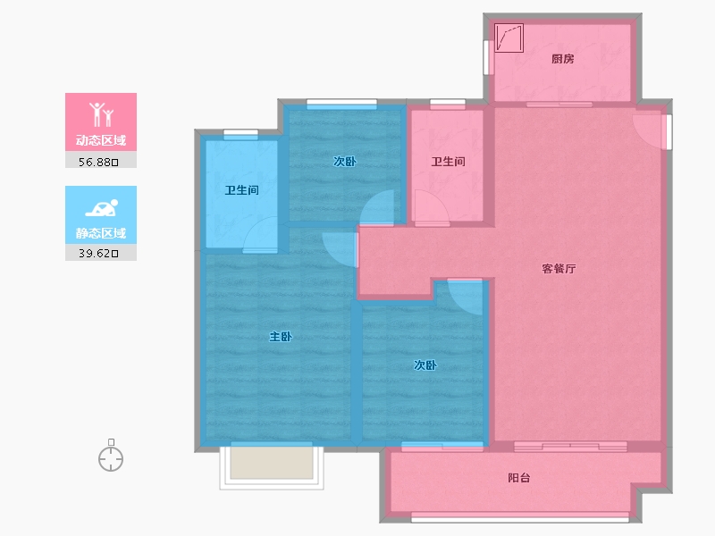 江苏省-苏州市-万和悦花园·学苑-85.97-户型库-动静分区